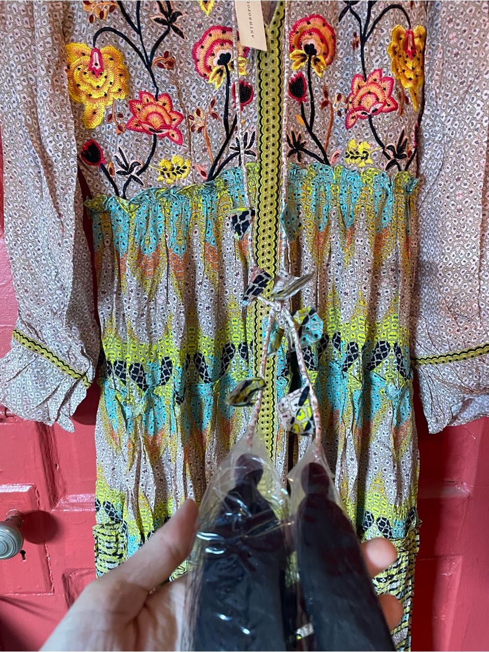 Anthropologie Bhanuni by Jyoti Embroidered Boho Maxi Dress NWT - Picture 3 of 7